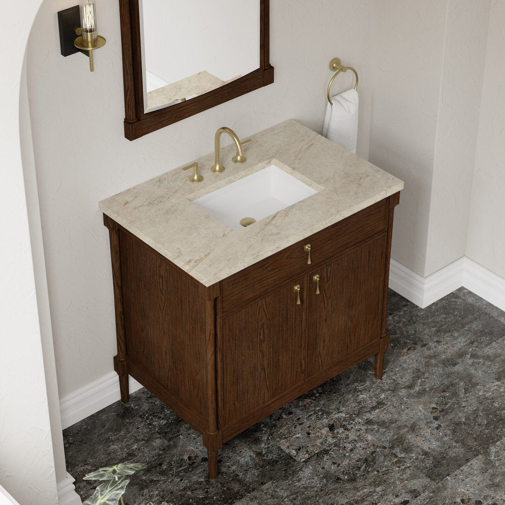 James Martin - Kinnsden 36" Single Vanity, Sable Oak w/ 3 CM Tajnar Eclos Top - D680-V36-SBK-3TJR view 7