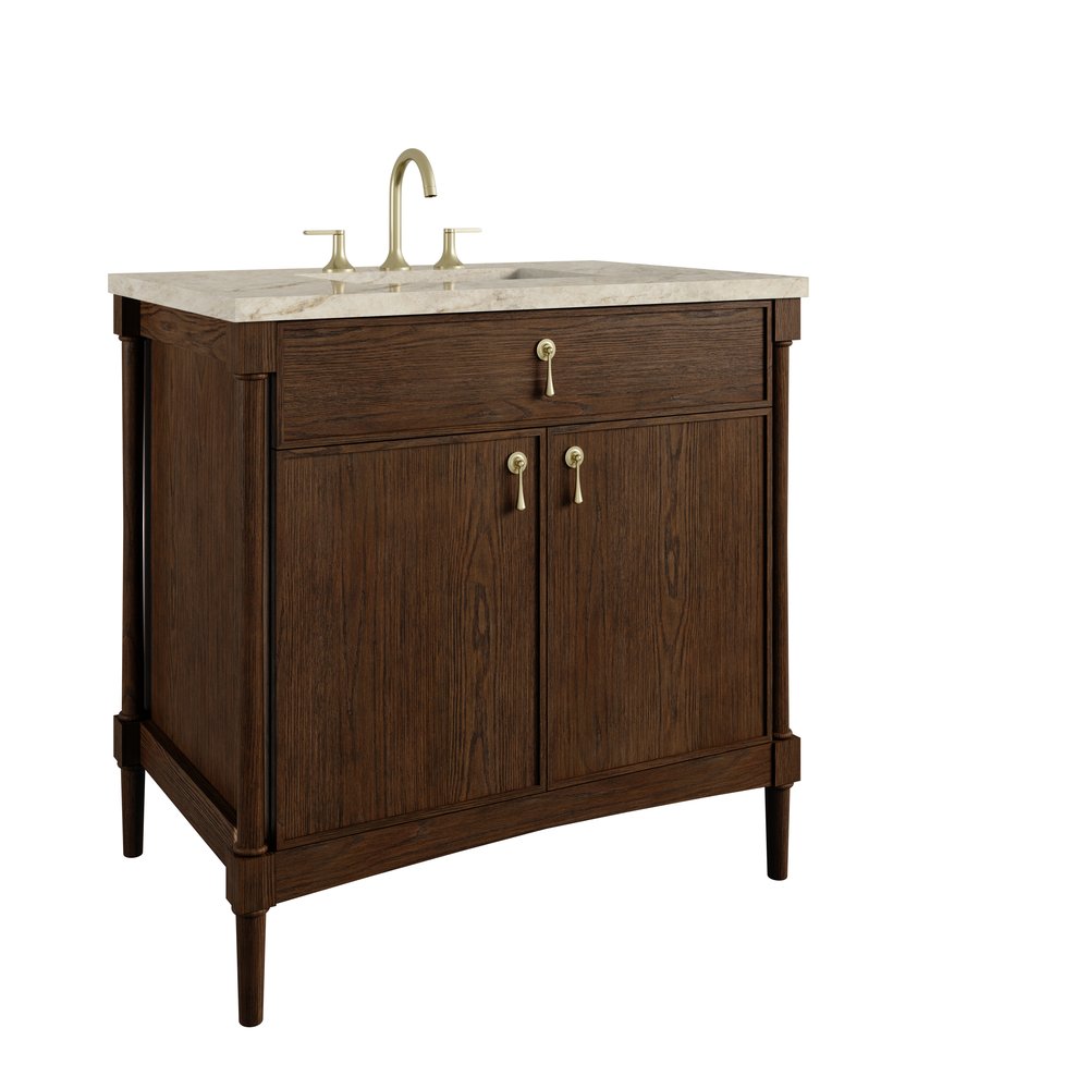 James Martin - Kinnsden 36" Single Vanity, Sable Oak w/ 3 CM Tajnar Eclos Top - D680-V36-SBK-3TJR view 10