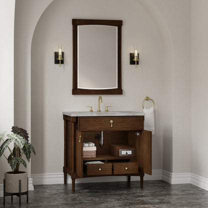 James Martin - Kinnsden 36" Single Vanity, Sable Oak w/ 3 CM Victorian Silver Silestone Top - D680-V36-SBK-3VSL view 5