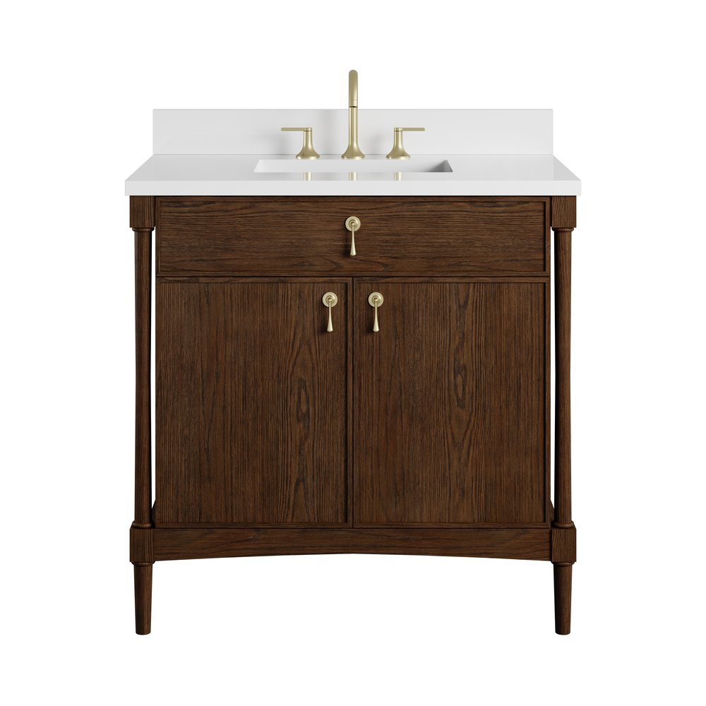 James Martin - Kinnsden 36" Single Vanity, Sable Oak w/ 3 CM White Zeus Silestone Top - D680-V36-SBK-3WZ view 2