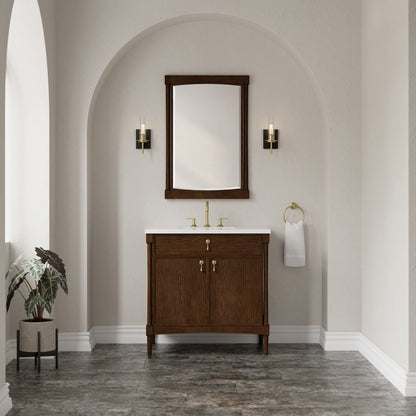 James Martin - Kinnsden 36" Single Vanity, Sable Oak w/ 3 CM White Zeus Silestone Top - D680-V36-SBK-3WZ view 4