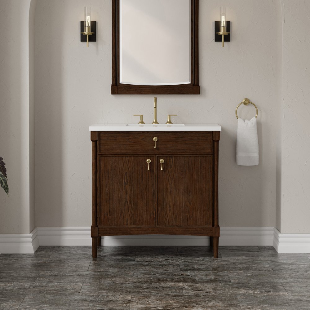 James Martin - Kinnsden 36" Single Vanity, Sable Oak w/ 3 CM White Zeus Silestone Top - D680-V36-SBK-3WZ view 5