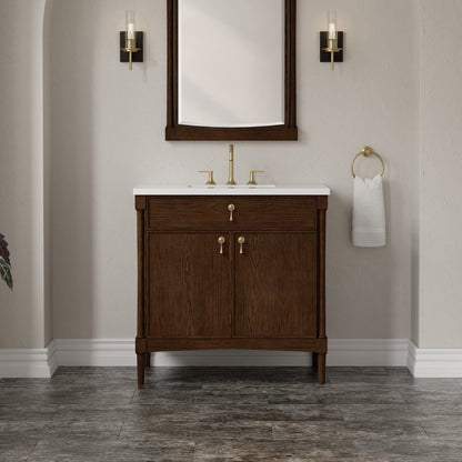 James Martin - Kinnsden 36" Single Vanity, Sable Oak w/ 3 CM White Zeus Silestone Top - D680-V36-SBK-3WZ view 5