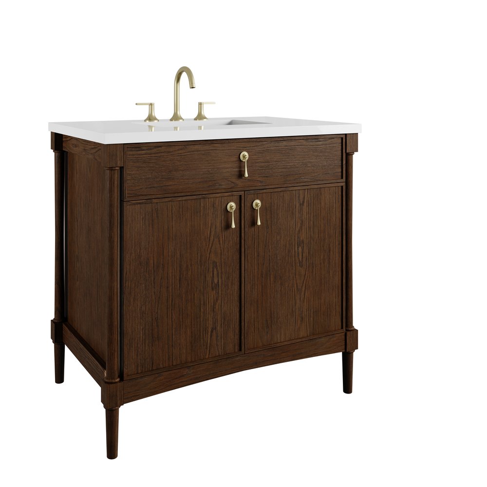 James Martin - Kinnsden 36" Single Vanity, Sable Oak w/ 3 CM White Zeus Silestone Top - D680-V36-SBK-3WZ view 14