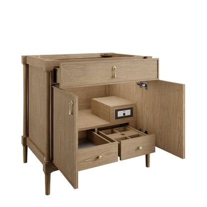 James Martin - Kinnsden 36" Single Vanity, Weathered Oak w/ 3 CM Eternal Jasmine Pearl Silestone Top - D680-V36-WTO-3EJP view 8