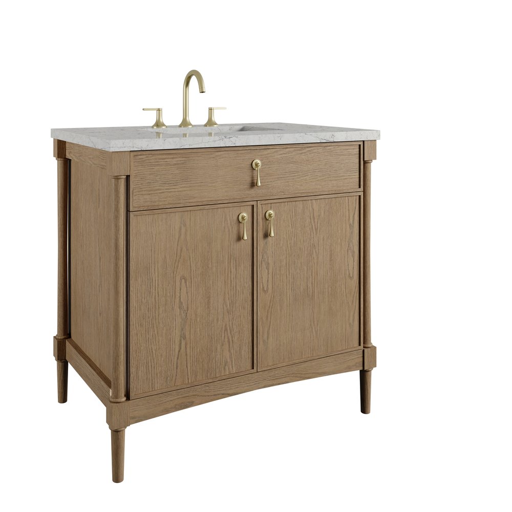 James Martin - Kinnsden 36" Single Vanity, Weathered Oak w/ 3 CM Eternal Jasmine Pearl Silestone Top - D680-V36-WTO-3EJP view 10