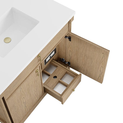 James Martin - Kinnsden 36" Single Vanity, Weathered Oak w/ 3 CM Eternal Jasmine Pearl Silestone Top - D680-V36-WTO-3EJP view 14