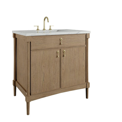 James Martin - Kinnsden 36" Single Vanity, Weathered Oak w/ 3 CM Ethereal Noctis Silestone Top - D680-V36-WTO-3ENC view 10