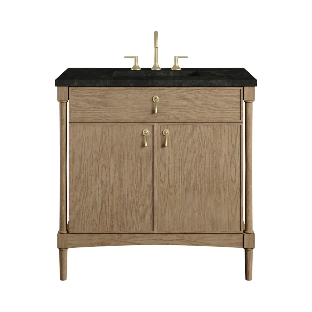 James Martin - Kinnsden 36" Single Vanity, Weathered Oak w/ 3 CM Phantome Eclos Top - D680-V36-WTO-3PHT view 1