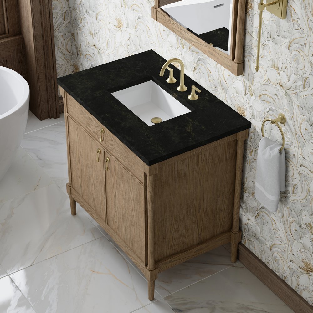 James Martin - Kinnsden 36" Single Vanity, Weathered Oak w/ 3 CM Phantome Eclos Top - D680-V36-WTO-3PHT view 7