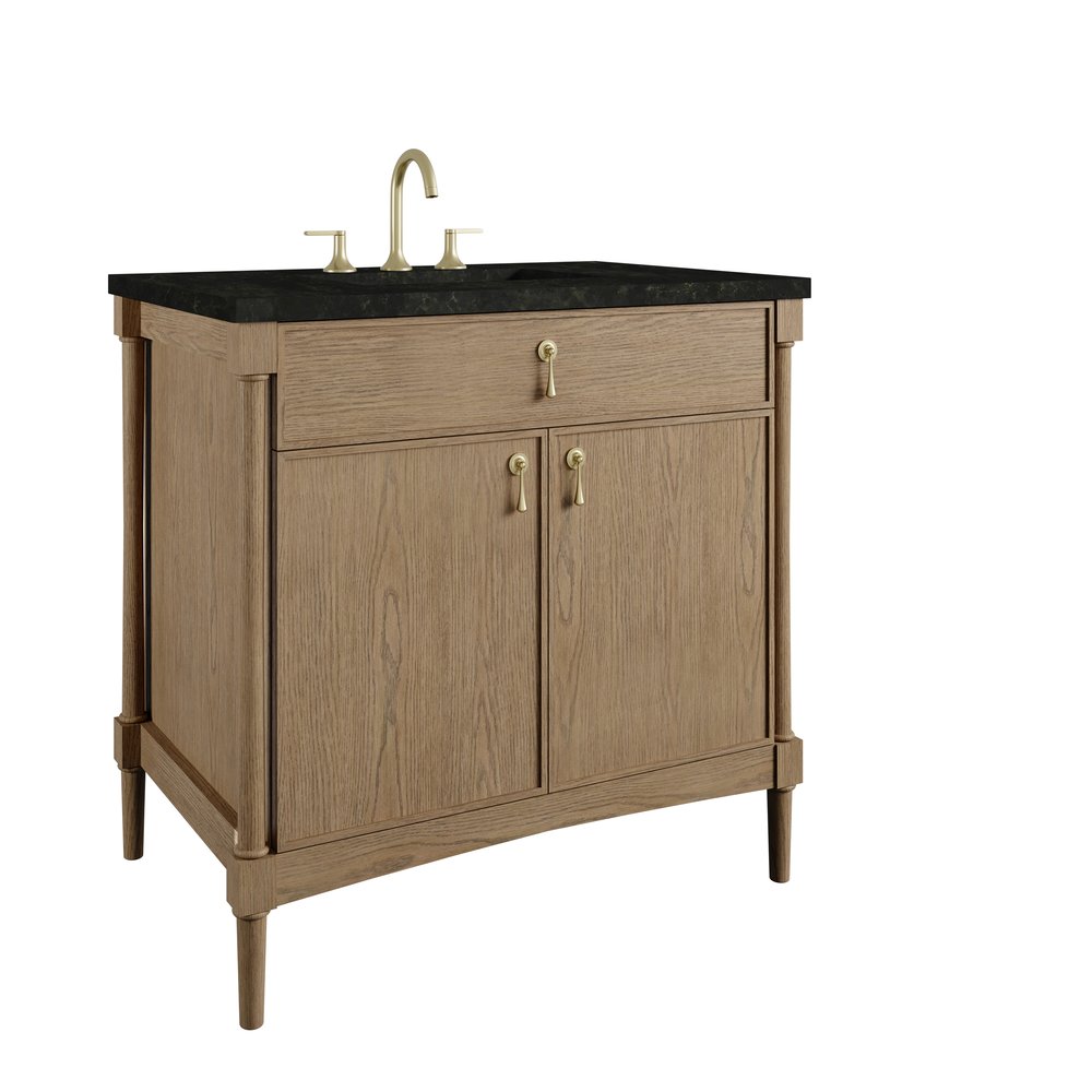 James Martin - Kinnsden 36" Single Vanity, Weathered Oak w/ 3 CM Phantome Eclos Top - D680-V36-WTO-3PHT view 10