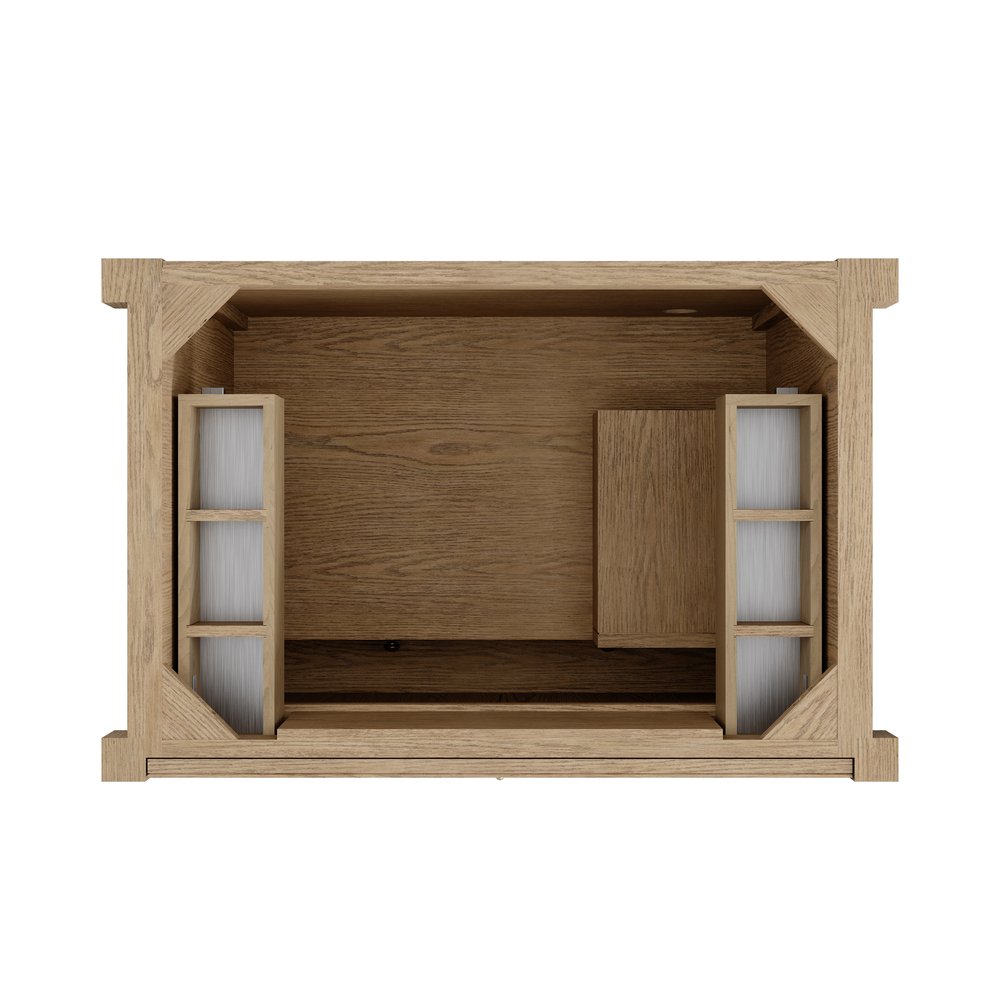 James Martin - Kinnsden 36" Single Vanity, Weathered Oak w/ 3 CM Siberian Silestone Top - D680-V36-WTO-3SFR view 6