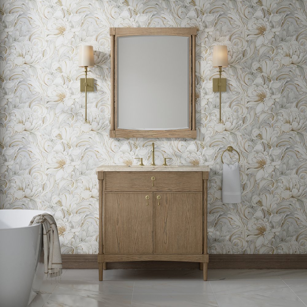 James Martin - Kinnsden 36" Single Vanity, Weathered Oak w/ 3 CM Tajnar Eclos Top - D680-V36-WTO-3TJR view 3