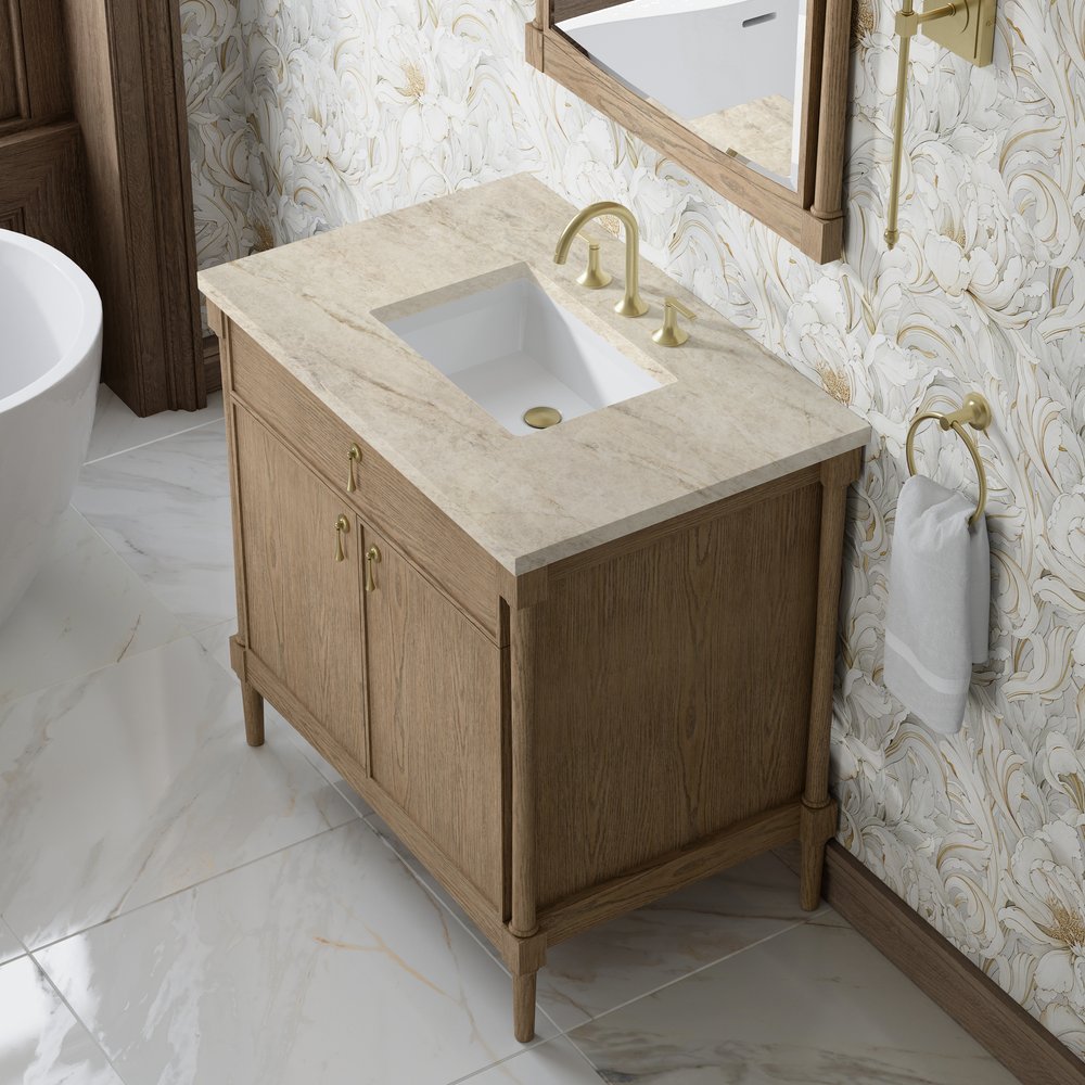 James Martin - Kinnsden 36" Single Vanity, Weathered Oak w/ 3 CM Tajnar Eclos Top - D680-V36-WTO-3TJR view 7