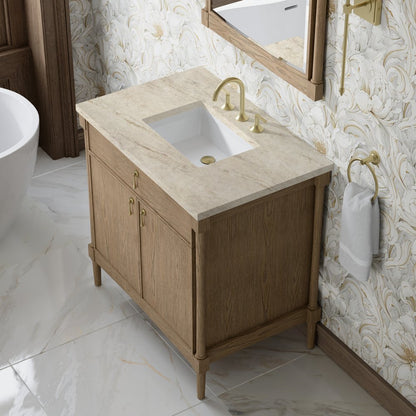 James Martin - Kinnsden 36" Single Vanity, Weathered Oak w/ 3 CM Tajnar Eclos Top - D680-V36-WTO-3TJR view 7