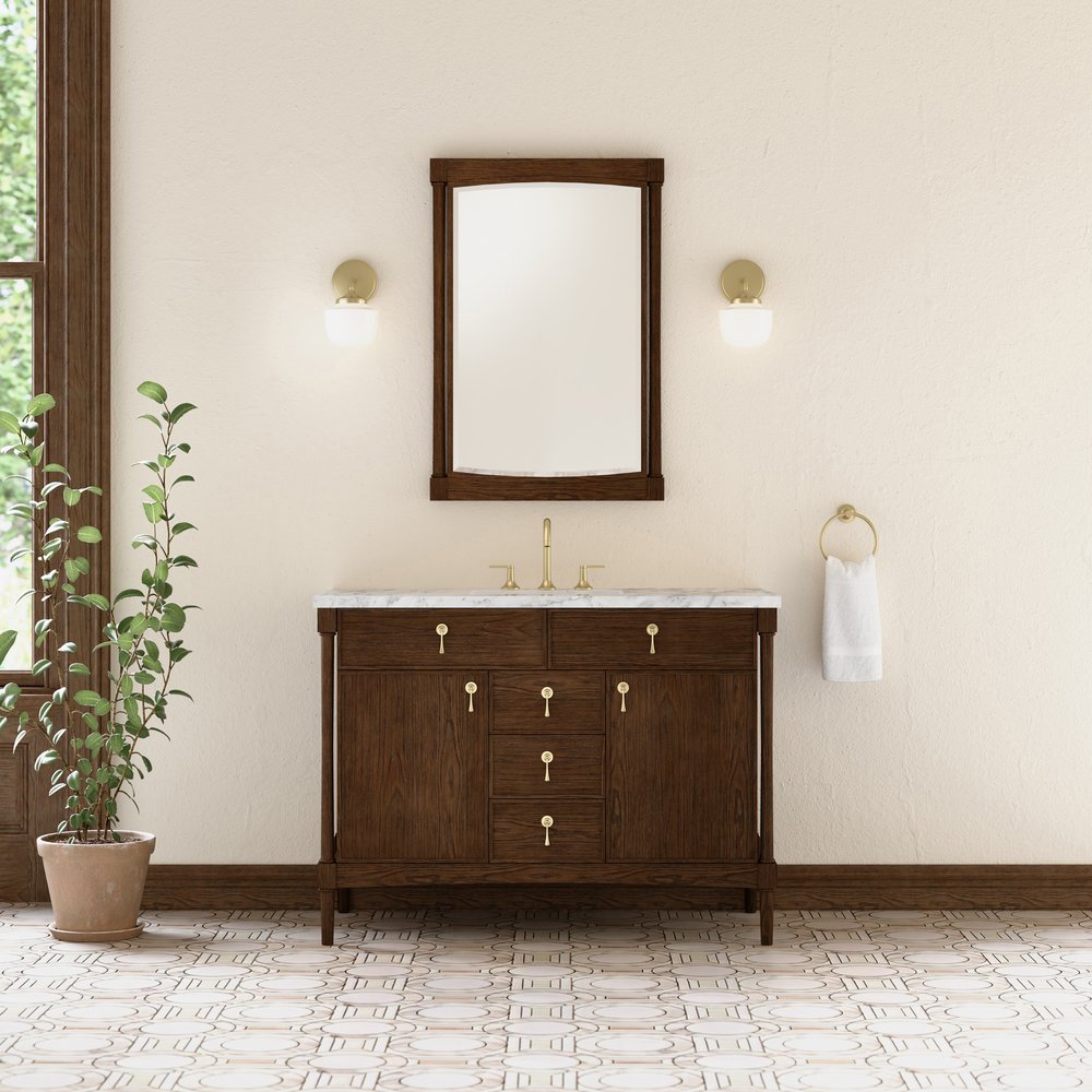 James Martin - Kinnsden 48" Single Vanity, Sable Oak w/ 3 CM Carrara Marble Top - D680-V48-SBK-3CAR view 3