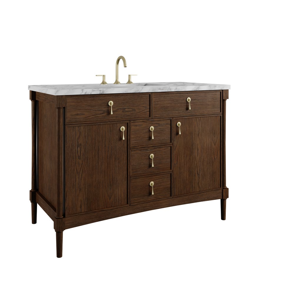 James Martin - Kinnsden 48" Single Vanity, Sable Oak w/ 3 CM Carrara Marble Top - D680-V48-SBK-3CAR view 10