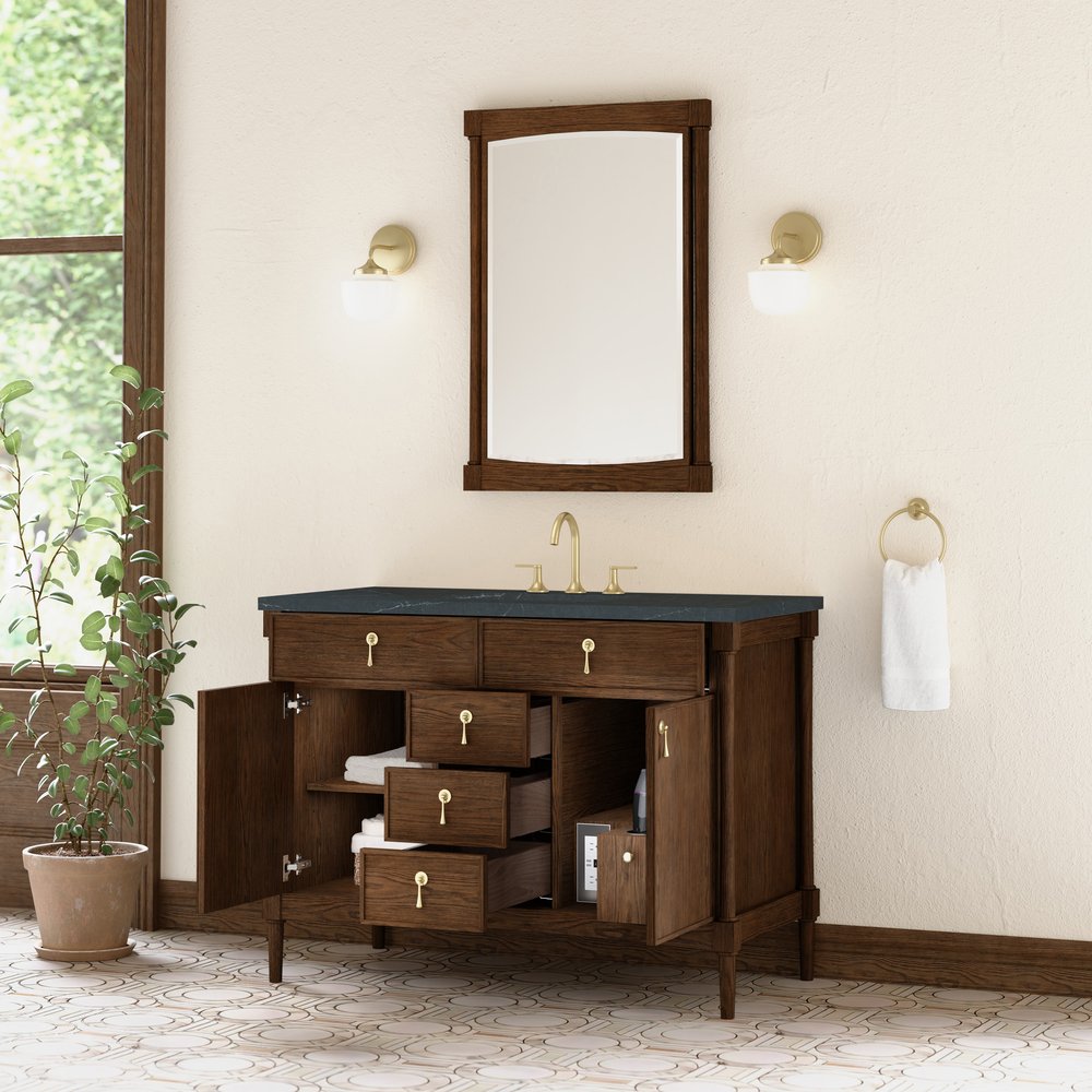 James Martin - Kinnsden 48" Single Vanity, Sable Oak w/ 3 CM Charcoal Soapstone Silestone Top - D680-V48-SBK-3CSP view 5