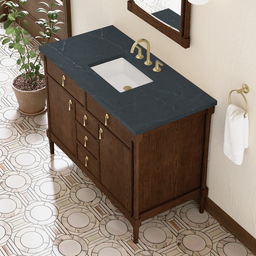 James Martin - Kinnsden 48" Single Vanity, Sable Oak w/ 3 CM Charcoal Soapstone Silestone Top - D680-V48-SBK-3CSP view 7