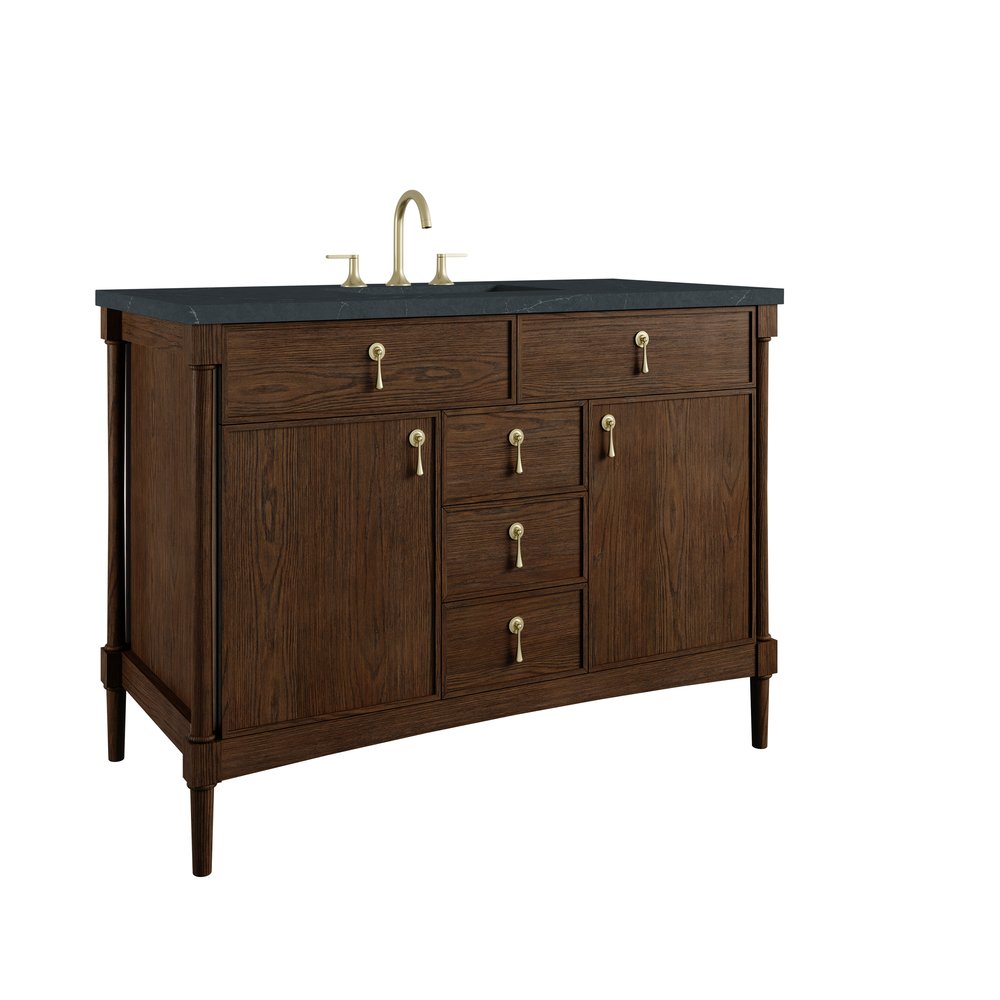 James Martin - Kinnsden 48" Single Vanity, Sable Oak w/ 3 CM Charcoal Soapstone Silestone Top - D680-V48-SBK-3CSP view 10