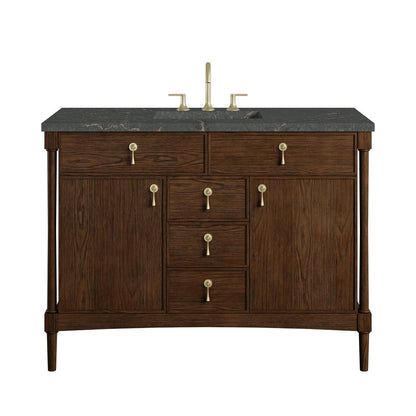 James Martin - Kinnsden 48" Single Vanity, Sable Oak w/ 3 CM Parisien Bleu Silestone Top - D680-V48-SBK-3PBL view 1