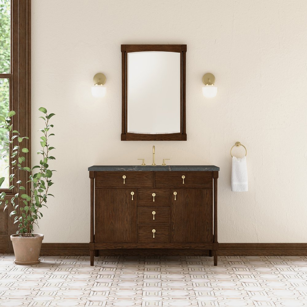 James Martin - Kinnsden 48" Single Vanity, Sable Oak w/ 3 CM Parisien Bleu Silestone Top - D680-V48-SBK-3PBL view 3