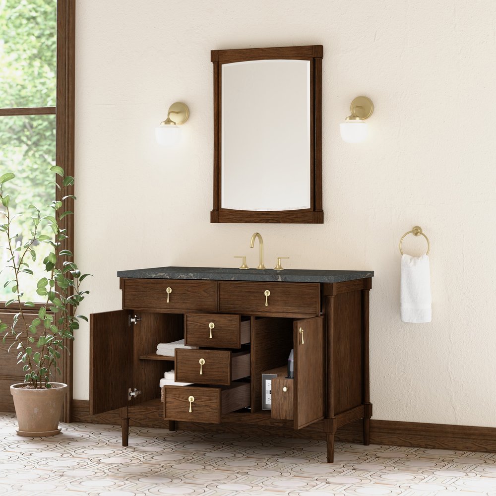 James Martin - Kinnsden 48" Single Vanity, Sable Oak w/ 3 CM Parisien Bleu Silestone Top - D680-V48-SBK-3PBL view 5