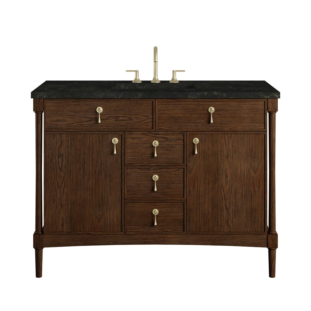 James Martin - Kinnsden 48" Single Vanity, Sable Oak w/ 3 CM Phantome Eclos Top - D680-V48-SBK-3PHT view 1