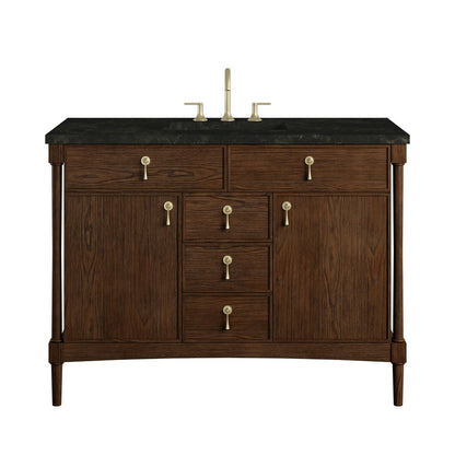 James Martin - Kinnsden 48" Single Vanity, Sable Oak w/ 3 CM Phantome Eclos Top - D680-V48-SBK-3PHT view 1