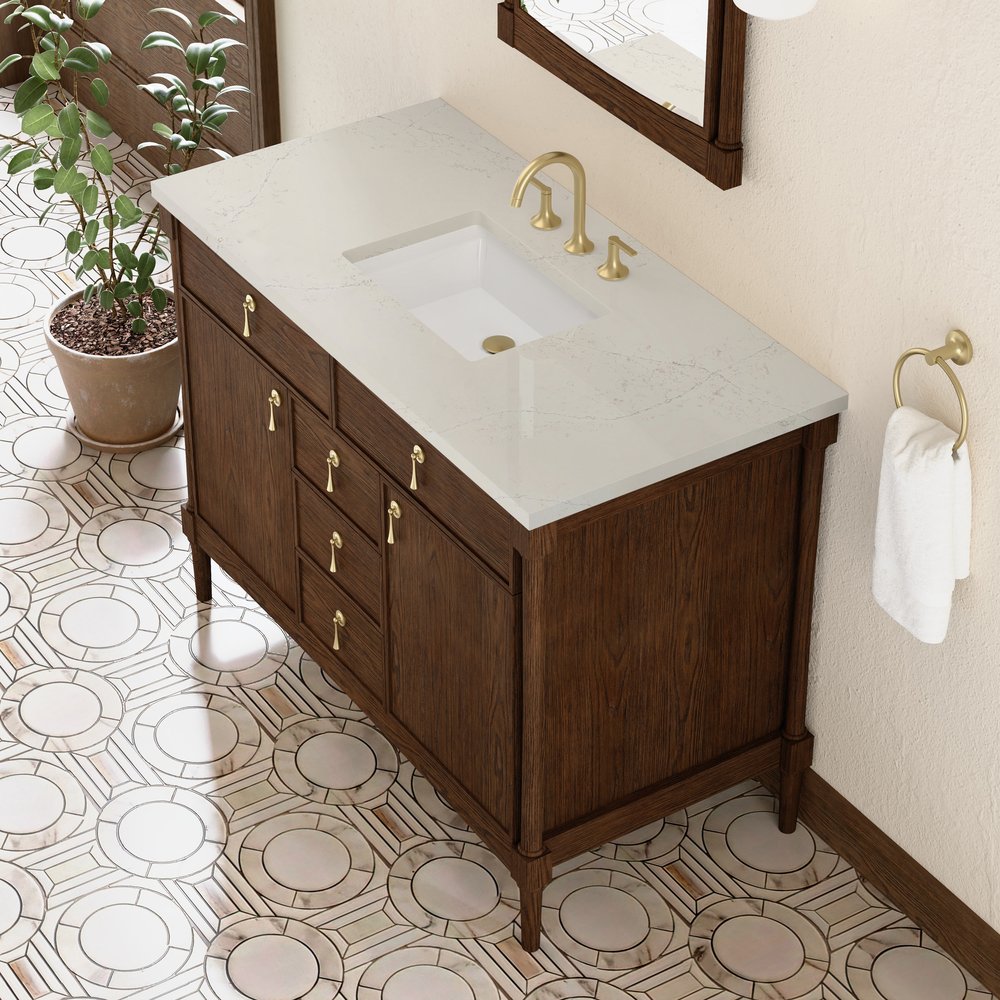 James Martin - Kinnsden 48" Single Vanity, Sable Oak w/ 3 CM Siberian Silestone Top - D680-V48-SBK-3SFR view 7