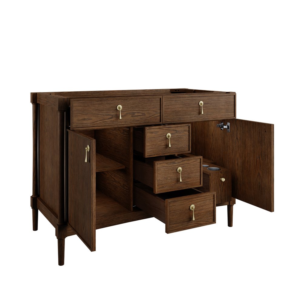 James Martin - Kinnsden 48" Single Vanity, Sable Oak w/ 3 CM Siberian Silestone Top - D680-V48-SBK-3SFR view 8