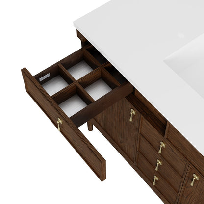 James Martin - Kinnsden 48" Single Vanity, Sable Oak w/ 3 CM Siberian Silestone Top w/FreePower Wireless Charger - D680-V48-SBK-FSFR view 15