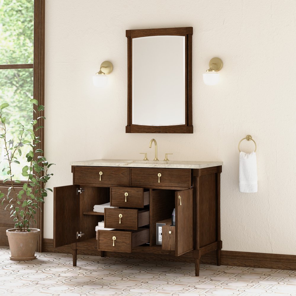 James Martin - Kinnsden 48" Single Vanity, Sable Oak w/ 3 CM Tajnar Eclos Top - D680-V48-SBK-3TJR view 5