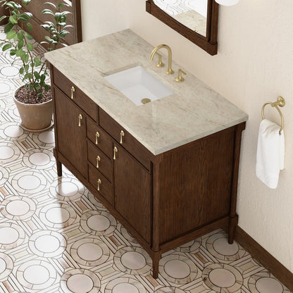 James Martin - Kinnsden 48" Single Vanity, Sable Oak w/ 3 CM Tajnar Eclos Top - D680-V48-SBK-3TJR view 7