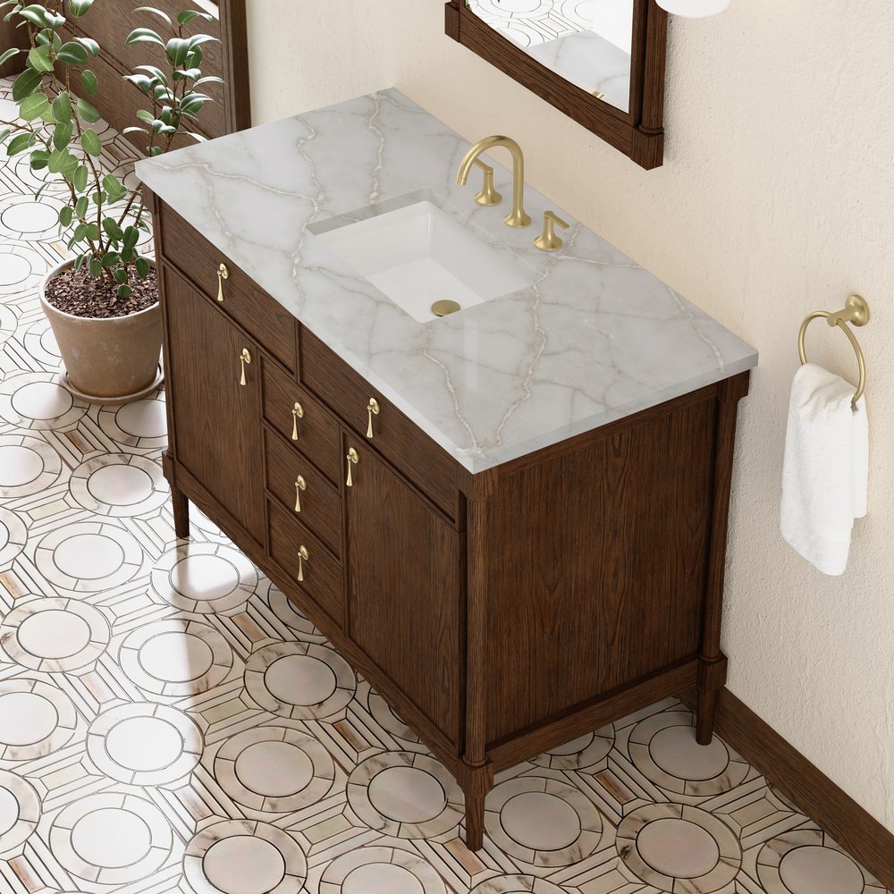 James Martin - Kinnsden 48" Single Vanity, Sable Oak w/ 3 CM Victorian Silver Silestone Top - D680-V48-SBK-3VSL view 7