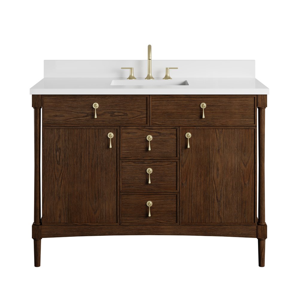 James Martin - Kinnsden 48" Single Vanity, Sable Oak w/ 3 CM White Zeus Silestone Top - D680-V48-SBK-3WZ view 2