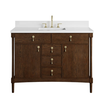 James Martin - Kinnsden 48" Single Vanity, Sable Oak w/ 3 CM White Zeus Silestone Top - D680-V48-SBK-3WZ view 2