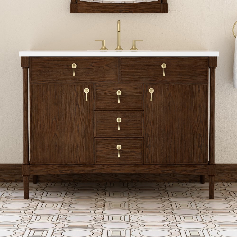 James Martin - Kinnsden 48" Single Vanity, Sable Oak w/ 3 CM White Zeus Silestone Top - D680-V48-SBK-3WZ view 5