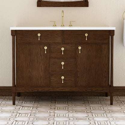 James Martin - Kinnsden 48" Single Vanity, Sable Oak w/ 3 CM White Zeus Silestone Top - D680-V48-SBK-3WZ view 5