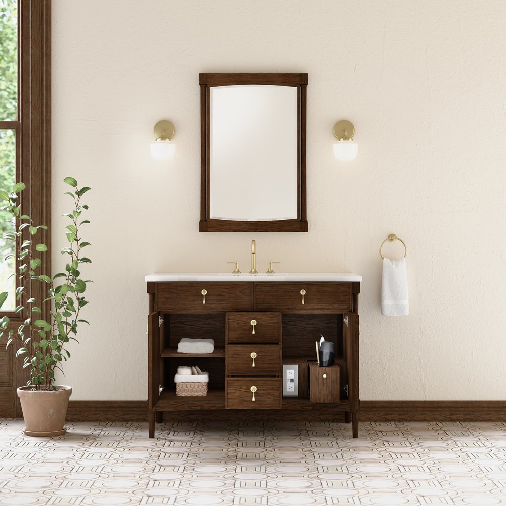 James Martin - Kinnsden 48" Single Vanity, Sable Oak w/ 3 CM White Zeus Silestone Top - D680-V48-SBK-3WZ view 9