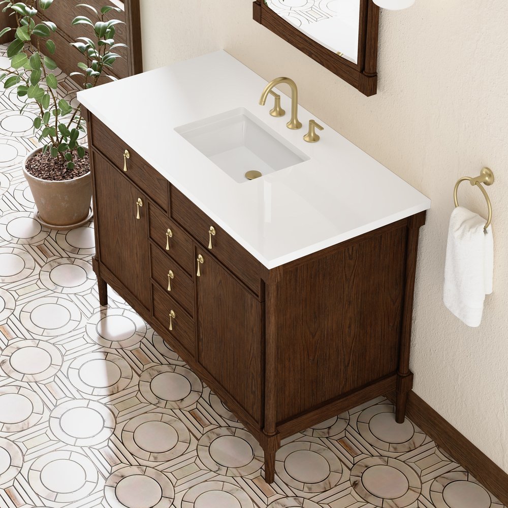 James Martin - Kinnsden 48" Single Vanity, Sable Oak w/ 3 CM White Zeus Silestone Top - D680-V48-SBK-3WZ view 11