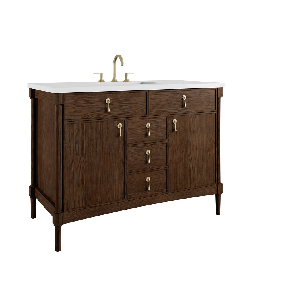 James Martin - Kinnsden 48" Single Vanity, Sable Oak w/ 3 CM White Zeus Silestone Top - D680-V48-SBK-3WZ view 14