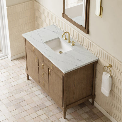 James Martin - Kinnsden 48" Single Vanity, Weathered Oak w/ 3 CM Ethereal Noctis Silestone Top - D680-V48-WTO-3ENC view 7
