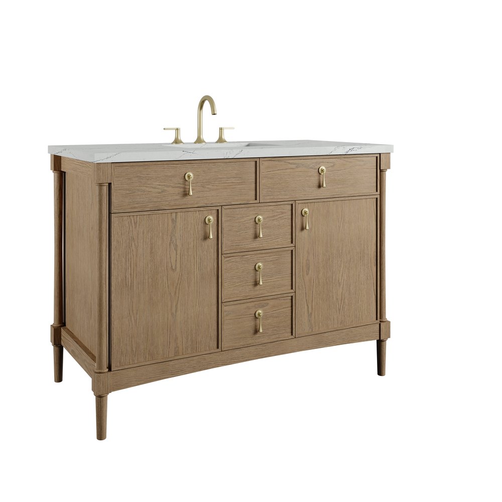 James Martin - Kinnsden 48" Single Vanity, Weathered Oak w/ 3 CM Ethereal Noctis Silestone Top w/FreePower Wireless Charger - D680-V48-WTO-FENC view 10