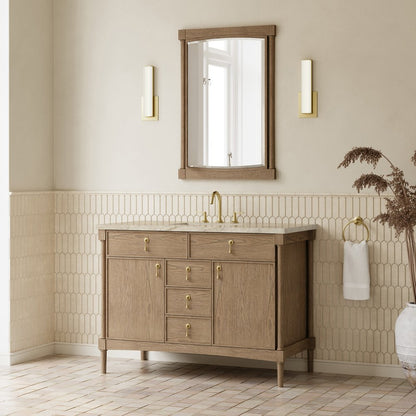 James Martin - Kinnsden 48" Single Vanity, Weathered Oak w/ 3 CM Tajnar Eclos Top - D680-V48-WTO-3TJR view 4