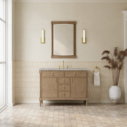James Martin - Kinnsden 48" Single Vanity, Weathered Oak w/ 3 CM Victorian Silver Silestone Top - D680-V48-WTO-3VSL view 3