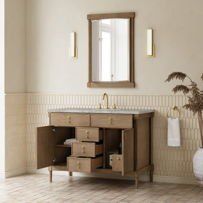 James Martin - Kinnsden 48" Single Vanity, Weathered Oak w/ 3 CM Victorian Silver Silestone Top - D680-V48-WTO-3VSL view 5