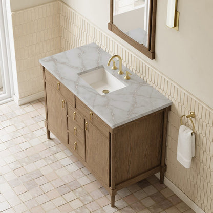 James Martin - Kinnsden 48" Single Vanity, Weathered Oak w/ 3 CM Victorian Silver Silestone Top - D680-V48-WTO-3VSL view 7