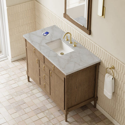 James Martin - Kinnsden 48" Single Vanity, Weathered Oak w/ 3 CM Victorian Silver Silestone Top w/FreePower Wireless Charger - D680-V48-WTO-FVSL view 7