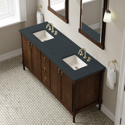 James Martin - Kinnsden 72" Double Vanity, Sable Oak w/ 3 CM Charcoal Soapstone Silestone Top - D680-V72-SBK-3CSP view 7